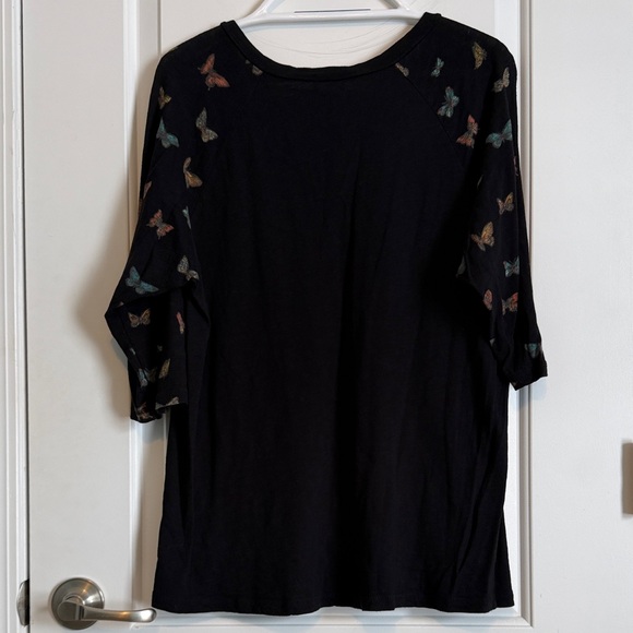 Torrid Black Half Sleeve Top with Butterfly Accents - Picture 3 of 3